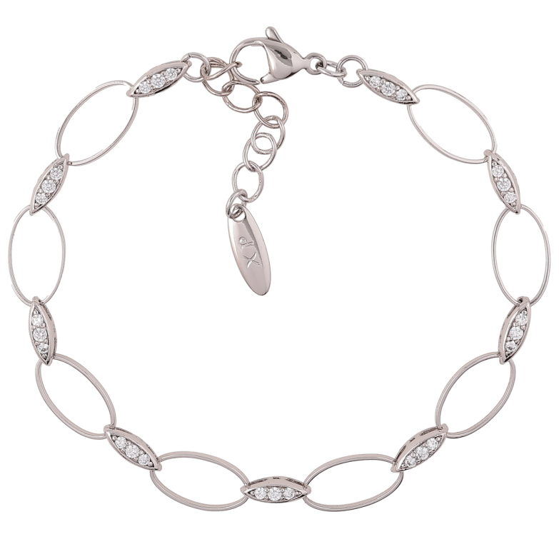 Браслет Xuping Родій «Овальні ланки з цирконієм» розмір з доп. ланцюжком 18-21см х 2-7мм фото №2 Браслет Xuping Родій «Овальні ланки з цирконієм» розмір з доп. ланцюжком 18-21см х 2-7мм фото №2