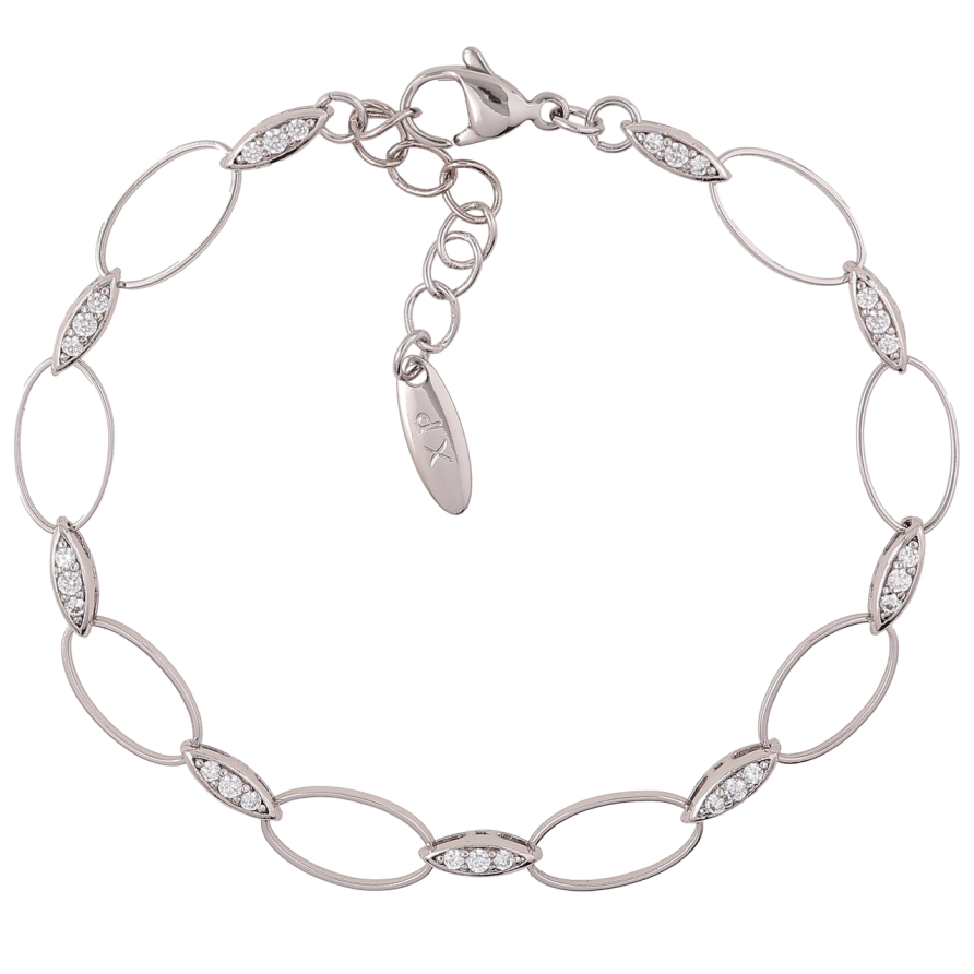 Браслет Xuping Родій «Овальні ланки з цирконієм» розмір з доп. ланцюжком 18-21см х 2-7мм фото №1 Браслет Xuping Родій «Овальні ланки з цирконієм» розмір з доп. ланцюжком 18-21см х 2-7мм фото №1