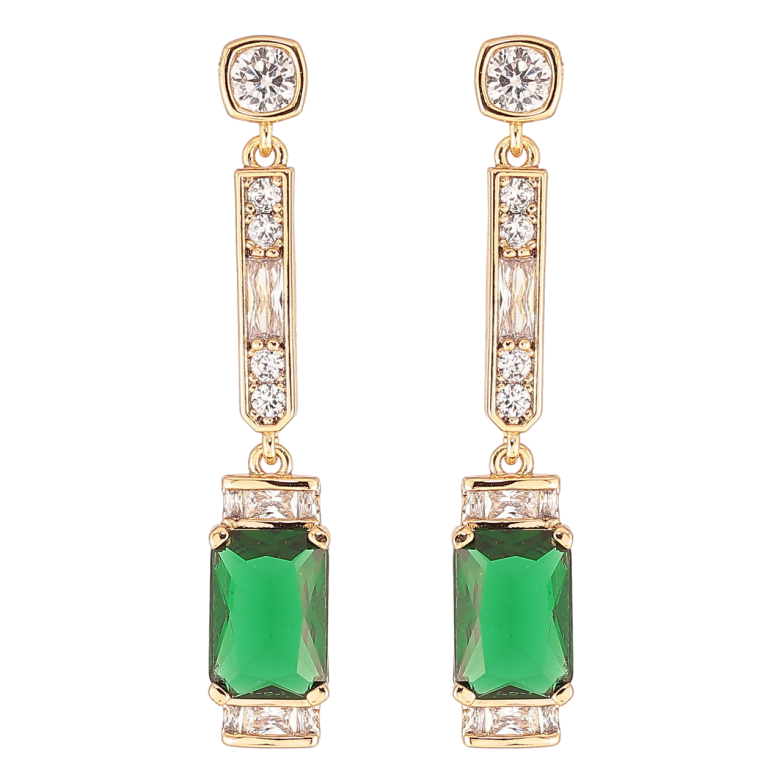 Серьги Xuping QQMM Позолота 18K пусеты Кристальные подвески с зелеными фианитами фото №1 Серьги Xuping QQMM Позолота 18K пусеты Кристальные подвески с зелеными фианитами фото №1