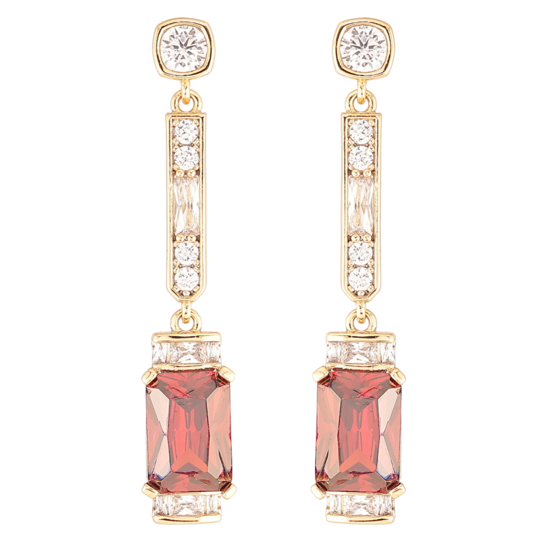 Сережки Xuping QQMM Позолота 18K пусети «Кришталеві підвіски з червоними фіанітами» фото №1 Сережки Xuping QQMM Позолота 18K пусети «Кришталеві підвіски з червоними фіанітами» фото №1