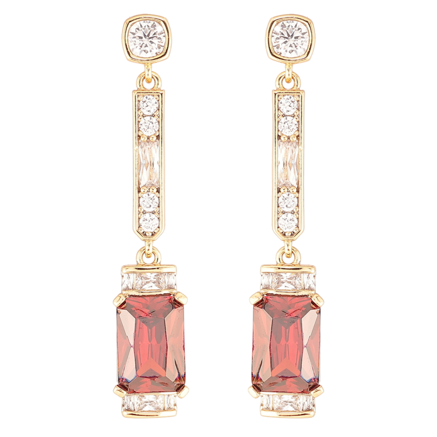 Серьги Xuping QQMM Позолота 18K пусеты Кристальные подвески с красными фианитами фото №1 Серьги Xuping QQMM Позолота 18K пусеты Кристальные подвески с красными фианитами фото №1