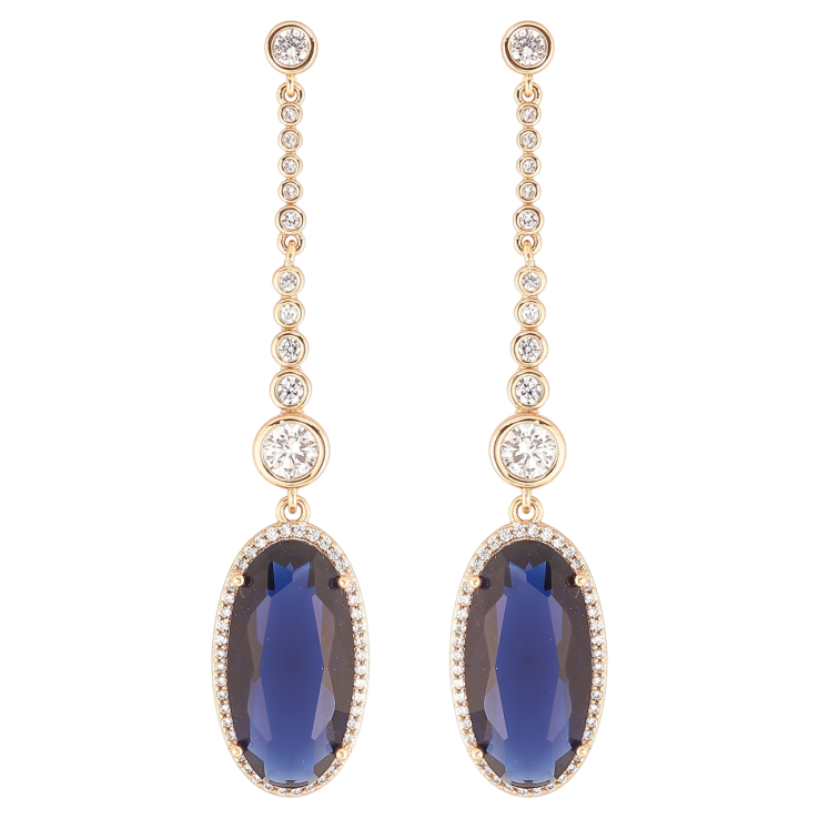 Сережки Xuping QQMM Позолота 18K пусети «Кришталеві підвіски з синіми фіанітами» фото №7 Сережки Xuping QQMM Позолота 18K пусети «Кришталеві підвіски з синіми фіанітами» фото №7