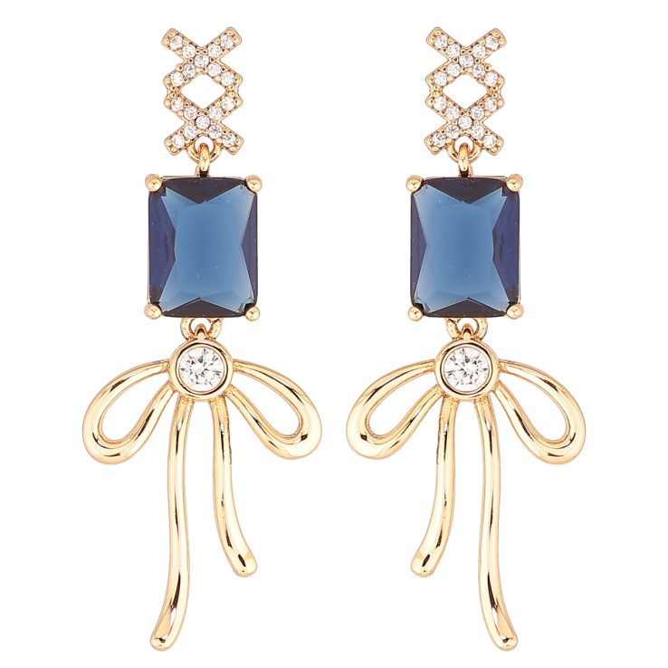 Сережки Xuping QQMM Позолота 18K пусети «Підвіски з синіми фіанітами та бантами» фото №25 Сережки Xuping QQMM Позолота 18K пусети «Підвіски з синіми фіанітами та бантами» фото №25