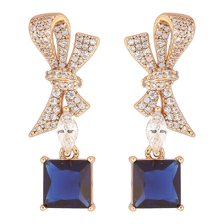 Сережки Xuping QQMM Позолота 18K пусети «Банти з синіми фіанітами» фото №13 Сережки Xuping QQMM Позолота 18K пусети «Банти з синіми фіанітами» фото №13