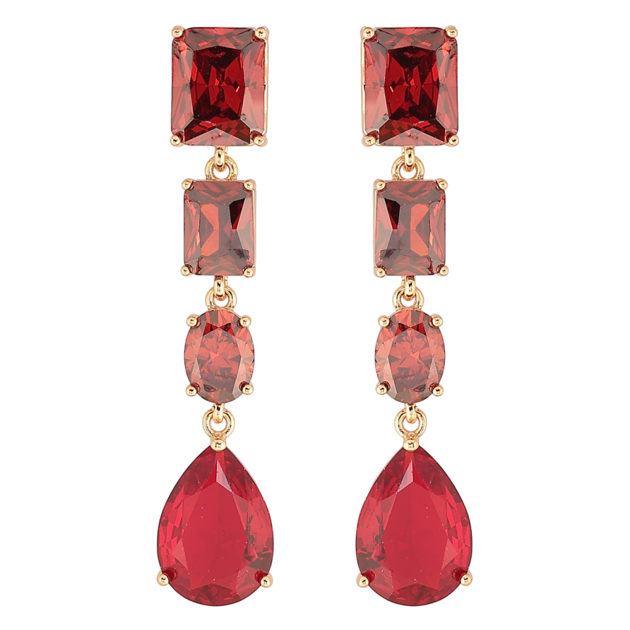 Сережки Xuping QQMM Позолота 18K пусети «Підвіски з червоних фіанітів» фото №1