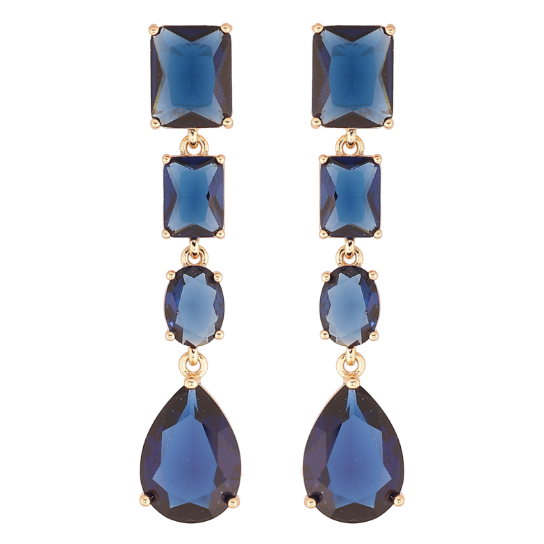 Серьги Xuping QQMM Позолота 18K пусеты Подвески из синих фианитов фото №2 Серьги Xuping QQMM Позолота 18K пусеты Подвески из синих фианитов фото №2