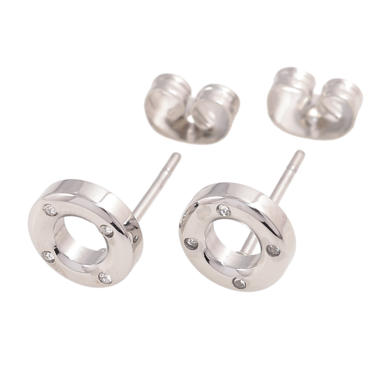Серьги Xuping TTM Stainless Steel цвет Родий пусеты Колечки с вставками циркония фото №7