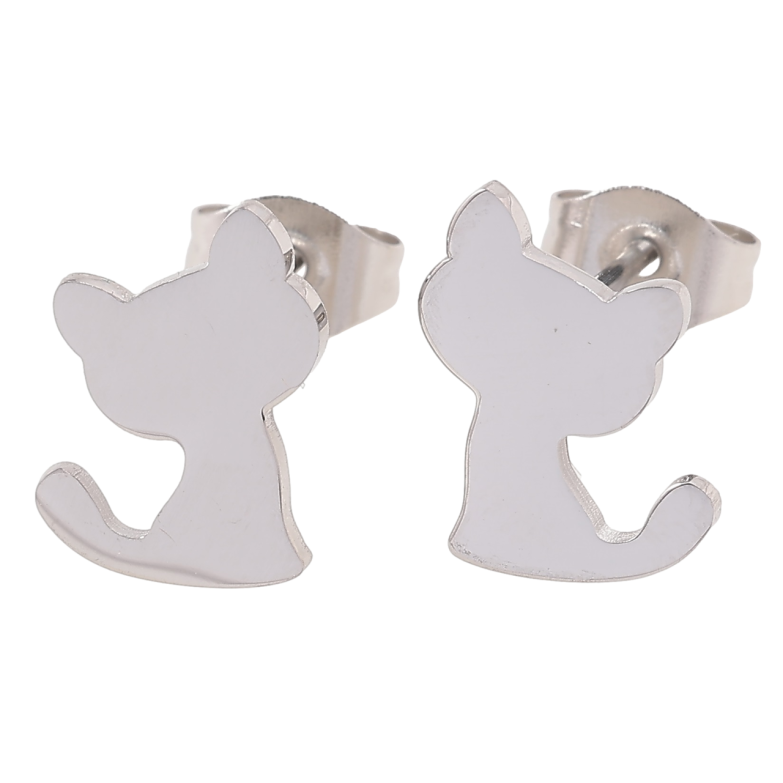 Серьги Xuping TTM Stainless Steel цвет Родий пусеты Котята фото №1 Серьги Xuping TTM Stainless Steel цвет Родий пусеты Котята фото №1
