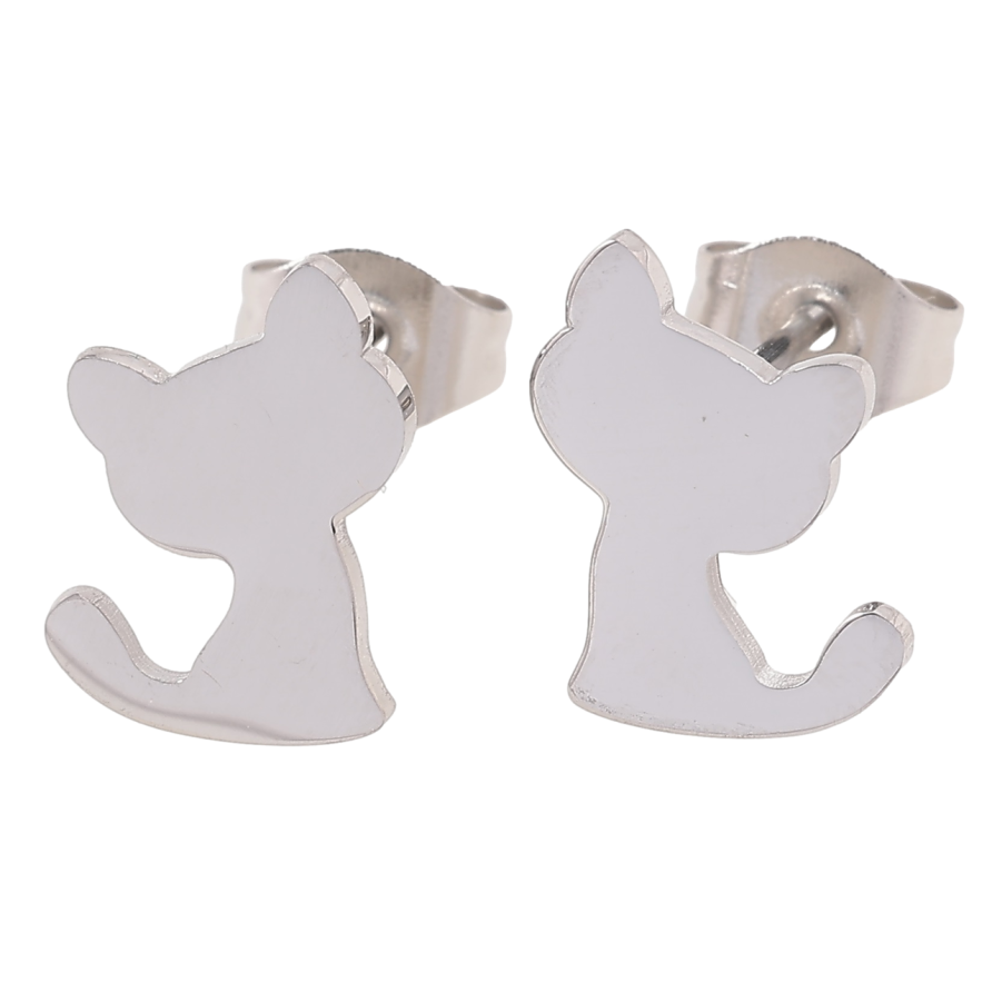 Сережки Xuping TTM Stainless Steel колір Родій пусети «Кошенята» фото №1