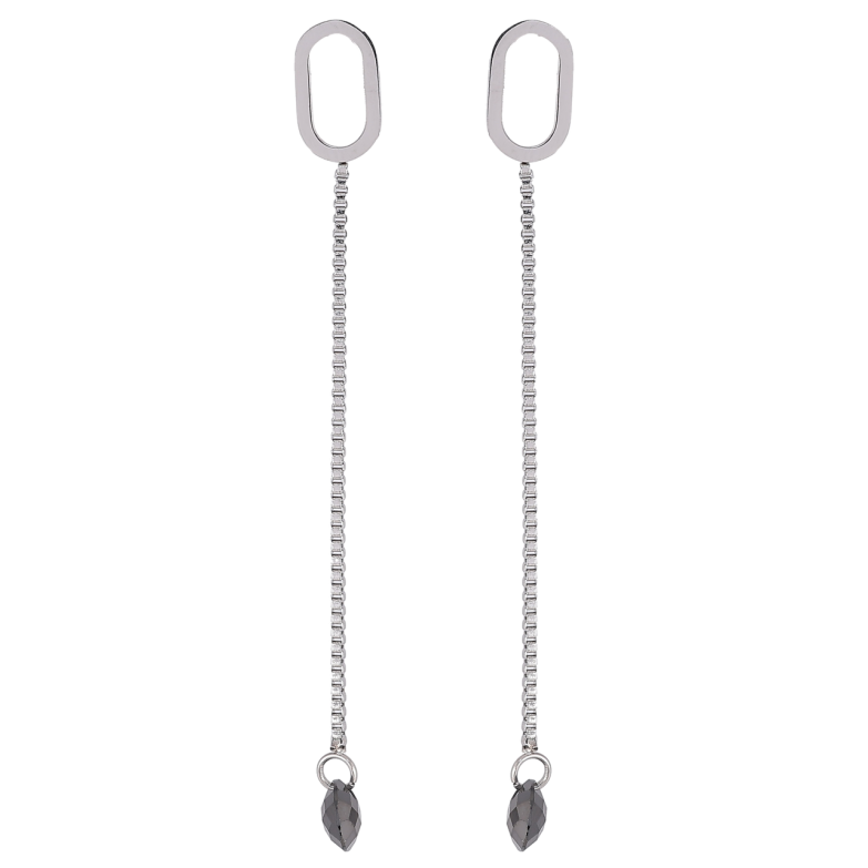 Серьги Xuping TTM Stainless Steel цвет Родий пусеты Подвески с черными кристаллами фото №1