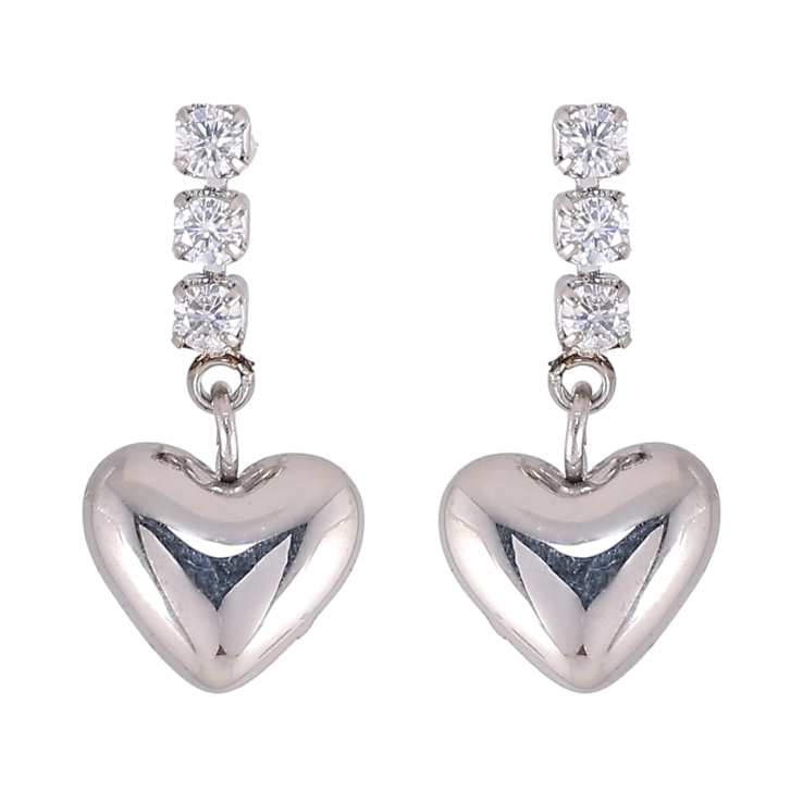 Серьги Xuping TTM Stainless Steel цвет Родий пусеты Подвески с кристаллами и сердечками фото №7