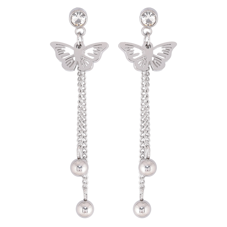 Серьги Xuping TTM Stainless Steel цвет Родий пусеты Подвески с бабочками фото №16