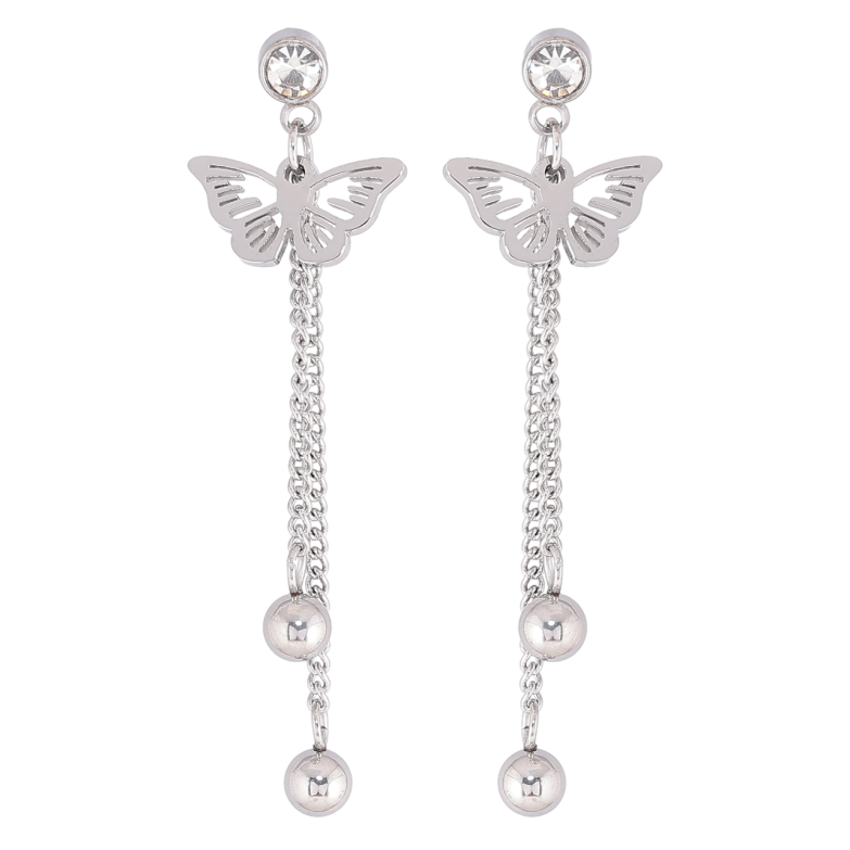 Серьги Xuping TTM Stainless Steel цвет Родий пусеты Подвески с бабочками фото №1