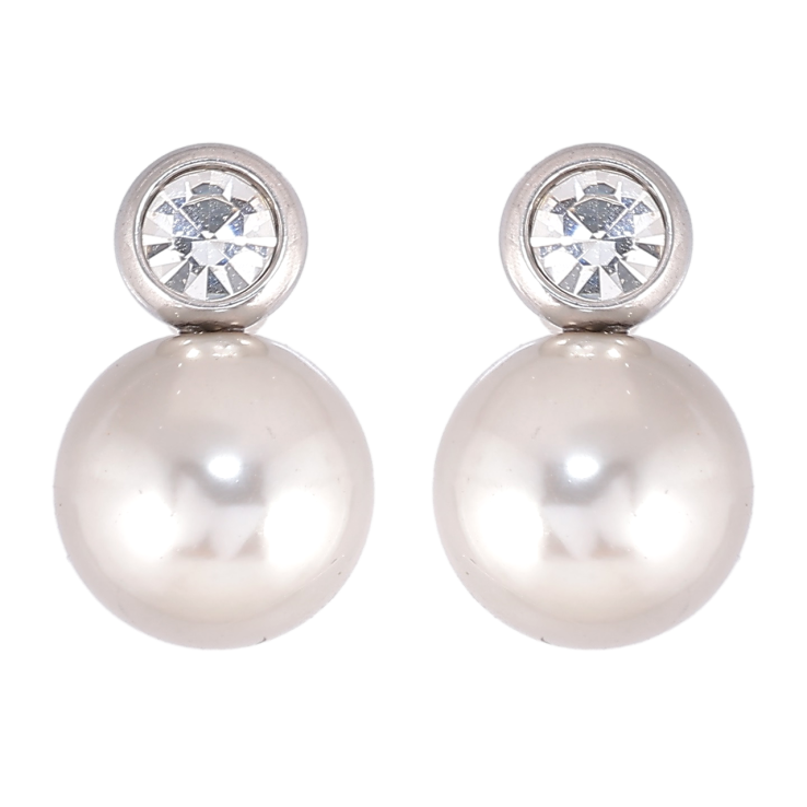 Серьги Xuping TTM Stainless Steel цвет Родий пусеты Кристаллы с жемчужинами фото №22