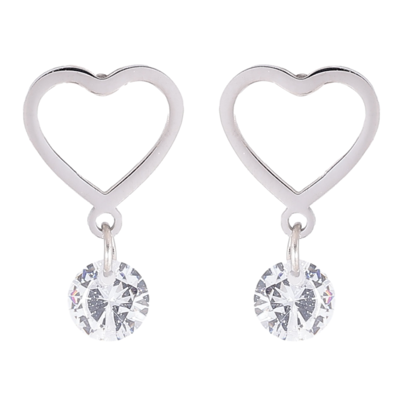 Серьги Xuping TTM Stainless Steel цвет Родий пусеты Сердечки с кристаллами фото №1