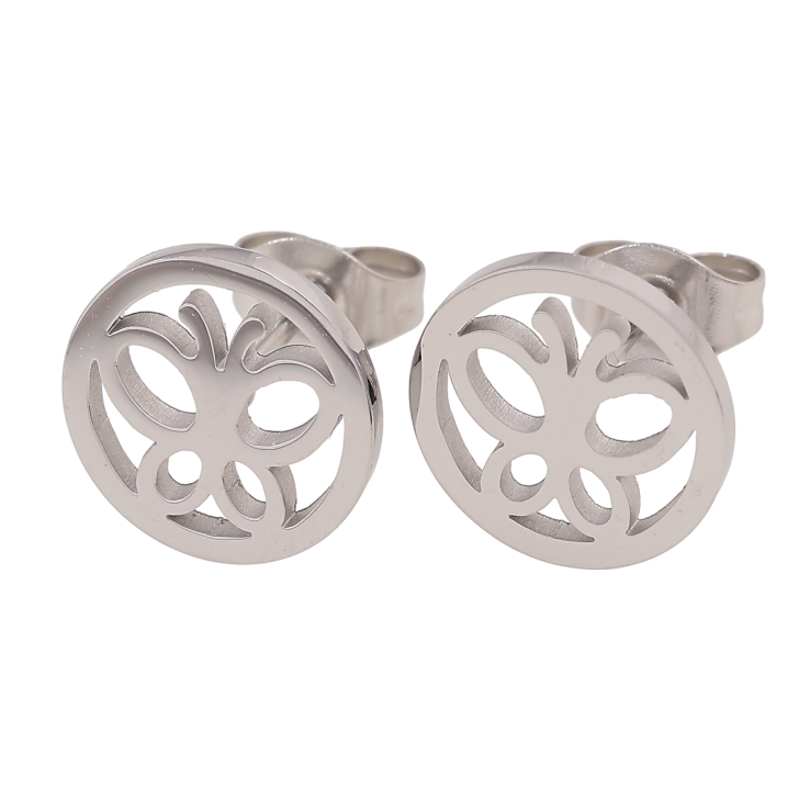 Серьги Xuping TTM Stainless Steel цвет Родий пусеты Бабочки в колечках фото №21