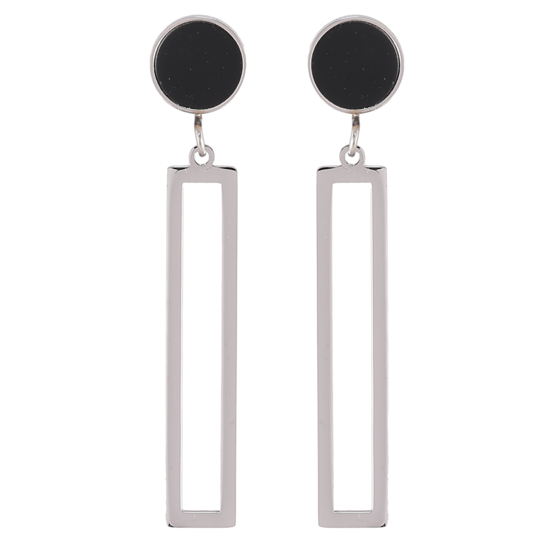 Сережки Xuping TTM Stainless Steel колір Родій пусети «Декоративні підвіски з чорними вставками» фото №1