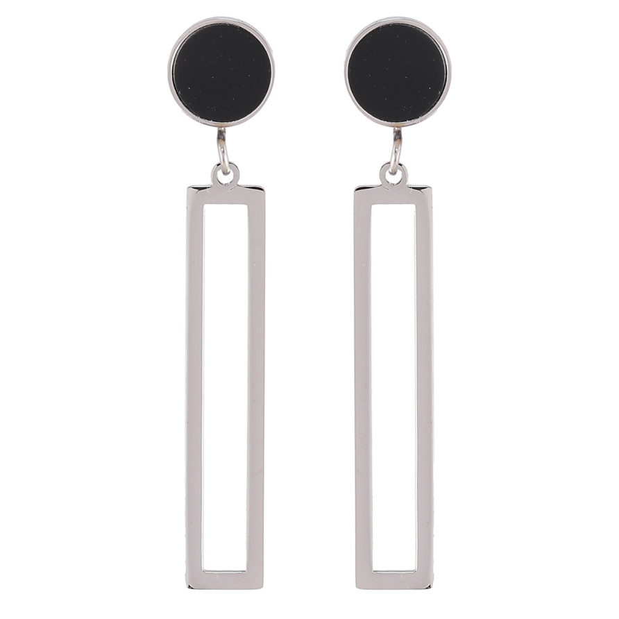 Сережки Xuping TTM Stainless Steel колір Родій пусети «Декоративні підвіски з чорними вставками» фото №1