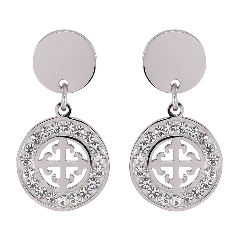 Серьги Xuping TTM Stainless Steel цвет Родий пусеты Декоративные подвески с цирконием фото №1