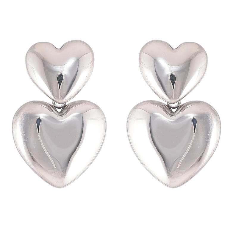 Сережки Xuping TTM Stainless Steel колір Родій пусети «Сердечка» фото №1