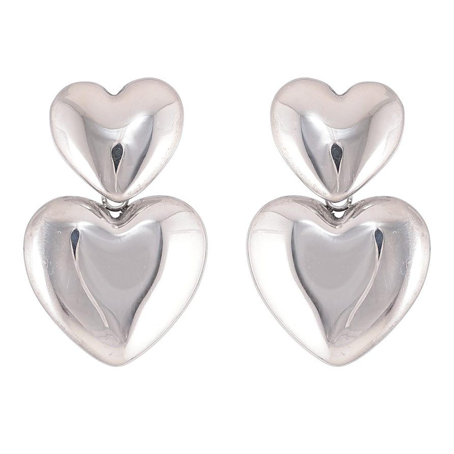 Сережки Xuping TTM Stainless Steel колір Родій пусети «Сердечка» фото №1