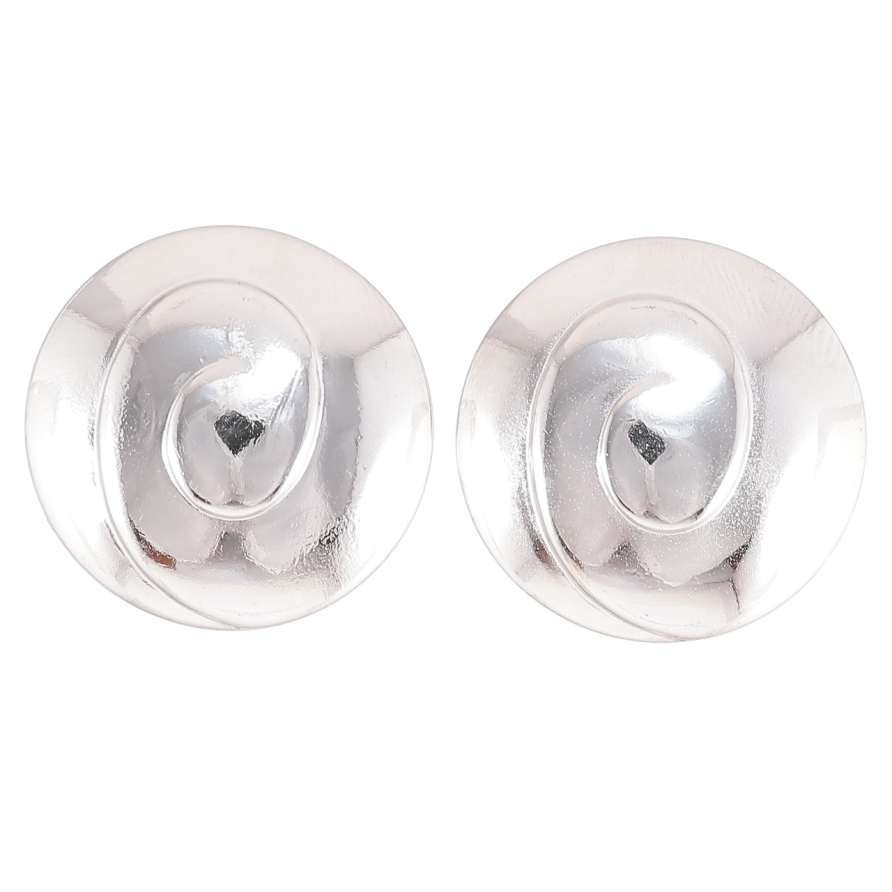 Серьги Xuping TTM Stainless Steel цвет Родий пусеты Круги с узором ø 24мм фото №1