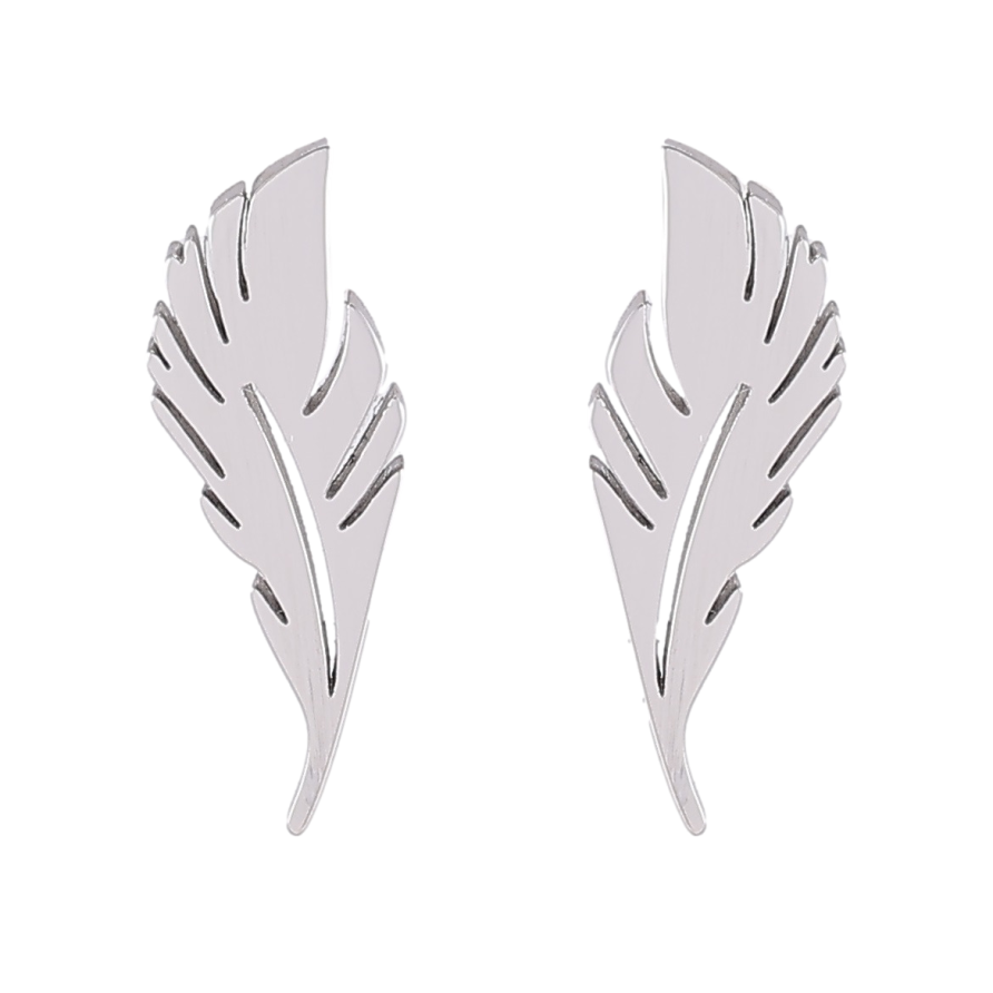 Серьги Xuping TTM Stainless Steel цвет Родий пусеты Перышки фото №1