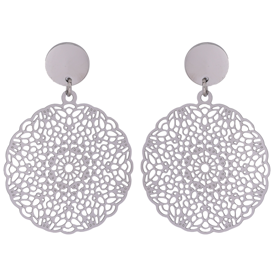 Серьги Xuping TTM Stainless Steel цвет Родий пусеты Ажурные подвески фото №1