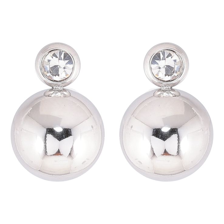 Серьги Xuping TTM Stainless Steel цвет Родий пусеты Шарики с кристаллами фото №22