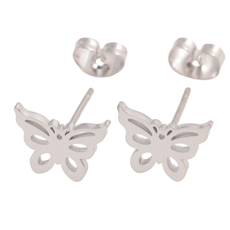 Серьги Xuping TTM Stainless Steel цвет Родий пусеты Бабочки фото №4