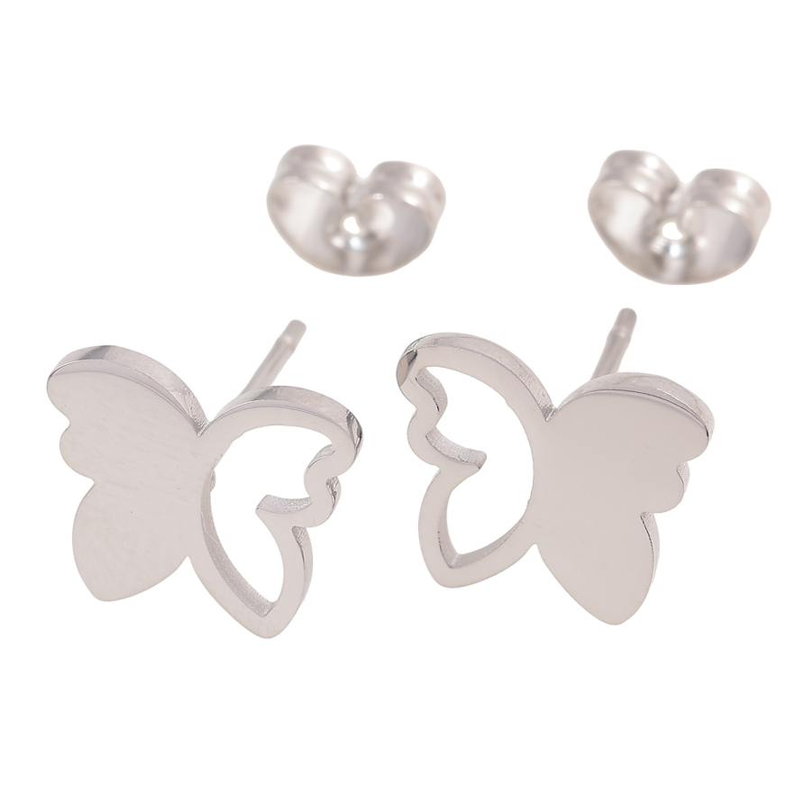 Сережки Xuping TTM Stainless Steel колір Родій пусети «Метелики» фото №1