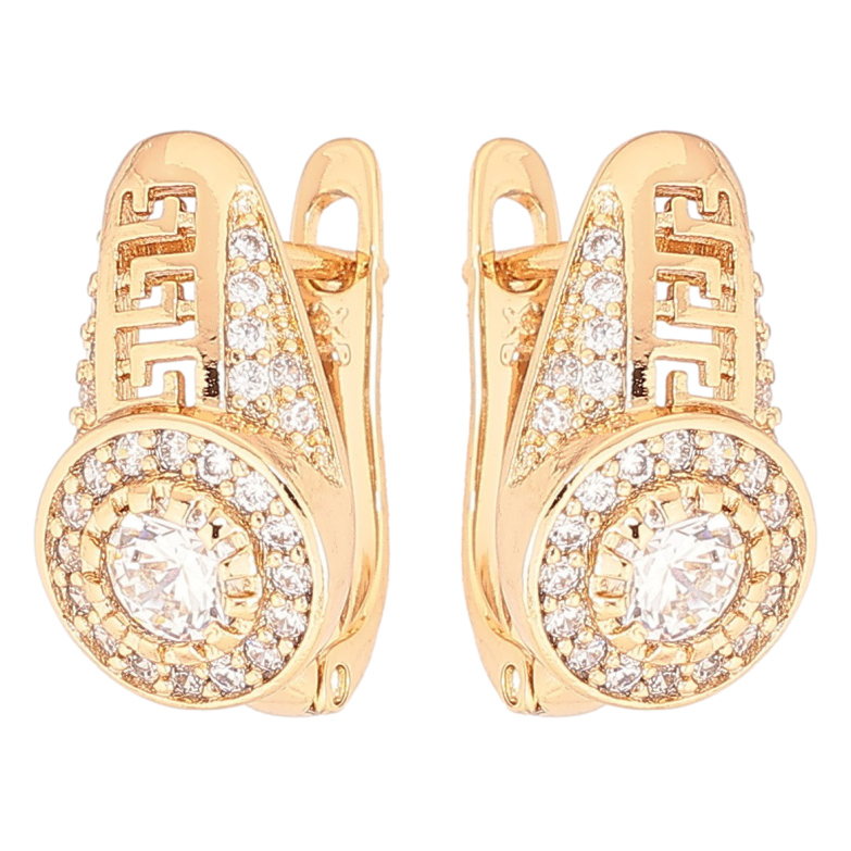 Серьги Xuping Позолота 18K английский замок Инкрустация цирконием с греческим узором фото №1