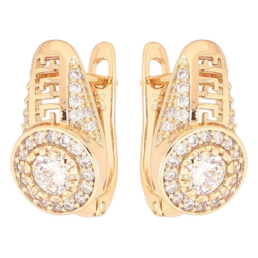 Серьги Xuping Позолота 18K английский замок Инкрустация цирконием с греческим узором фото №1