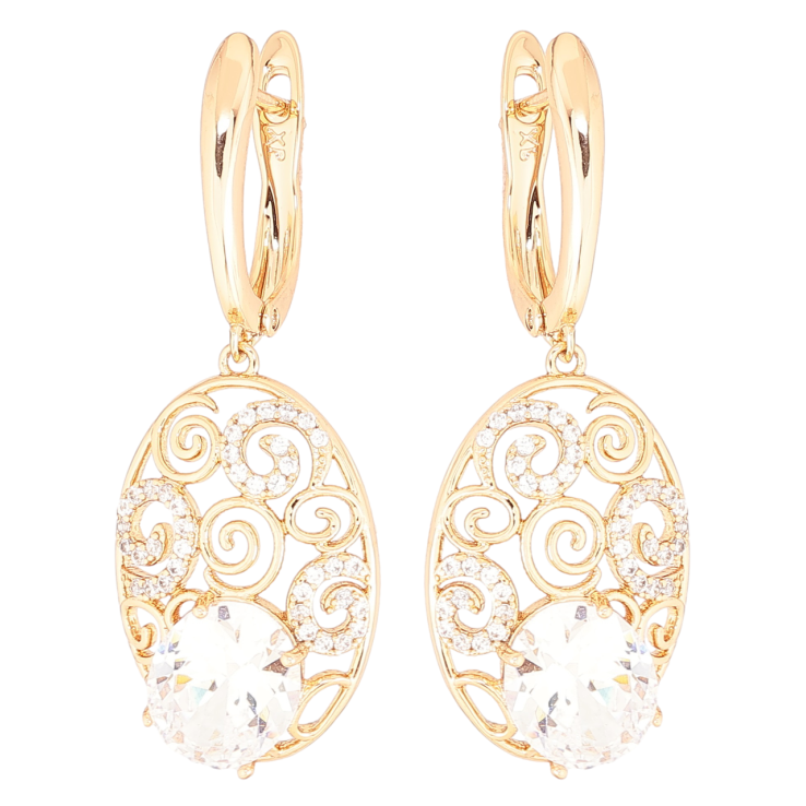 Серьги Xuping Позолота 18K английский замок Овальные подвески с вензельным узором и цирконием фото №21 Серьги Xuping Позолота 18K английский замок Овальные подвески с вензельным узором и цирконием фото №21