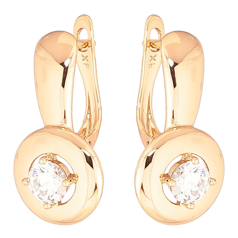 Серьги Xuping Позолота 18K английский замок Узор с вставками циркония фото №1 Серьги Xuping Позолота 18K английский замок Узор с вставками циркония фото №1