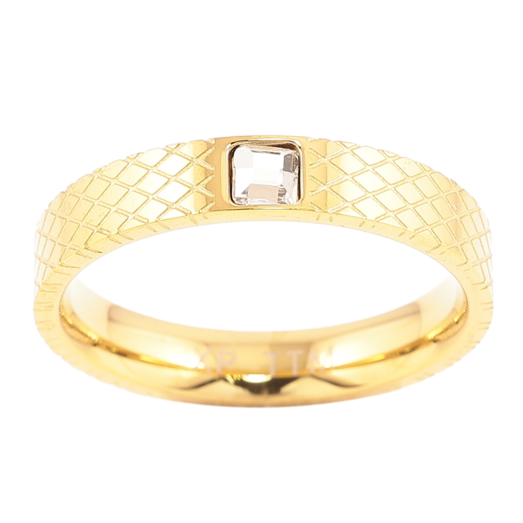 Каблучка Xuping TTM Stainless Steel Колір 14К «Вставка фіаніт, шир. 3.5мм» фото №14