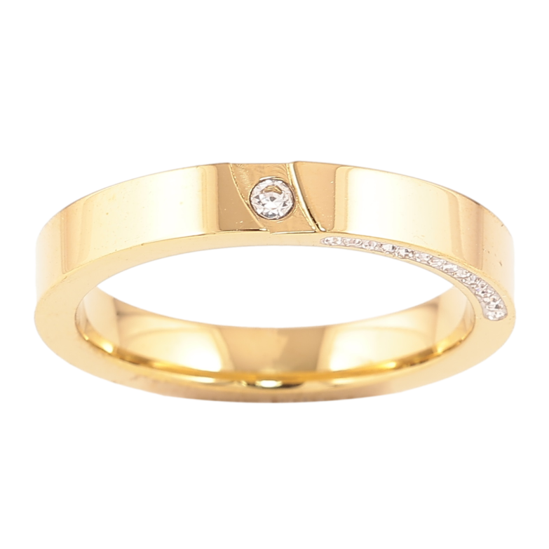 Каблучка Xuping TTM Stainless Steel Колір 14К «Візерунок із цирконієм, шир. 3мм» фото №1