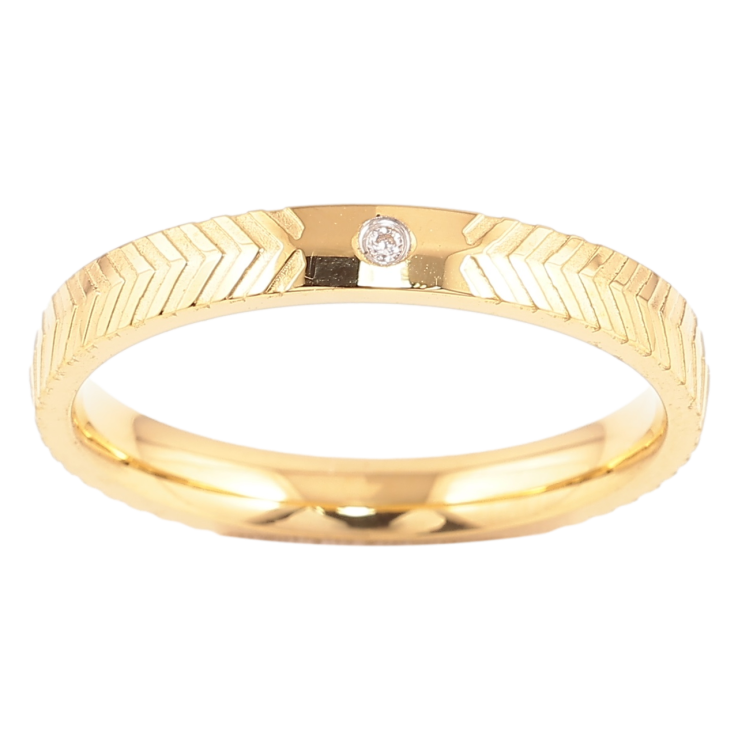 Каблучка Xuping TTM Stainless Steel Колір 14К «Візерунок з цирконієм, шир. 2.5мм» фото №15