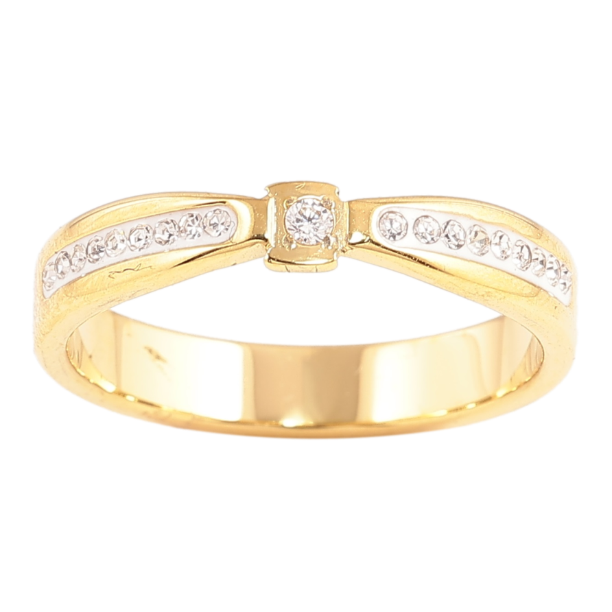 Каблучка Xuping TTM Stainless Steel Колір 14К «Візерунок з цирконієм» фото №1