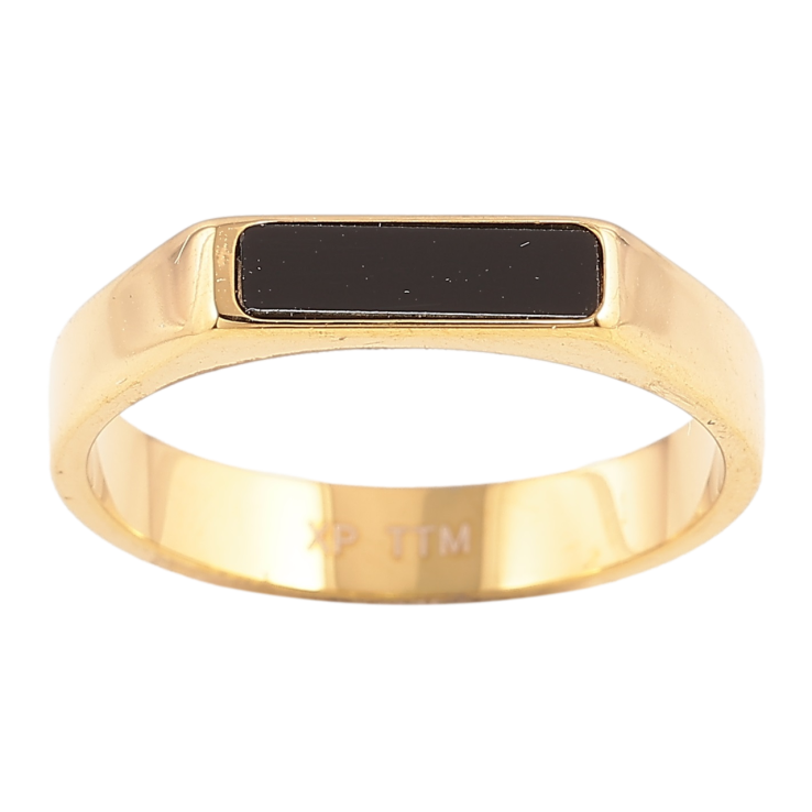 Каблучка Xuping TTM Stainless Steel Колір 14К «Чорна вставка» фото №10
