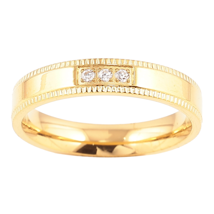 Каблучка Xuping TTM Stainless Steel Колір 14К «Візерунок з цирконієм, шир. 3.5мм» фото №12