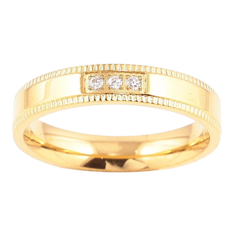 Кольцо Xuping TTM Stainless Steel Цвет 14К Узор с цирконием, шир. 3.5мм фото №3