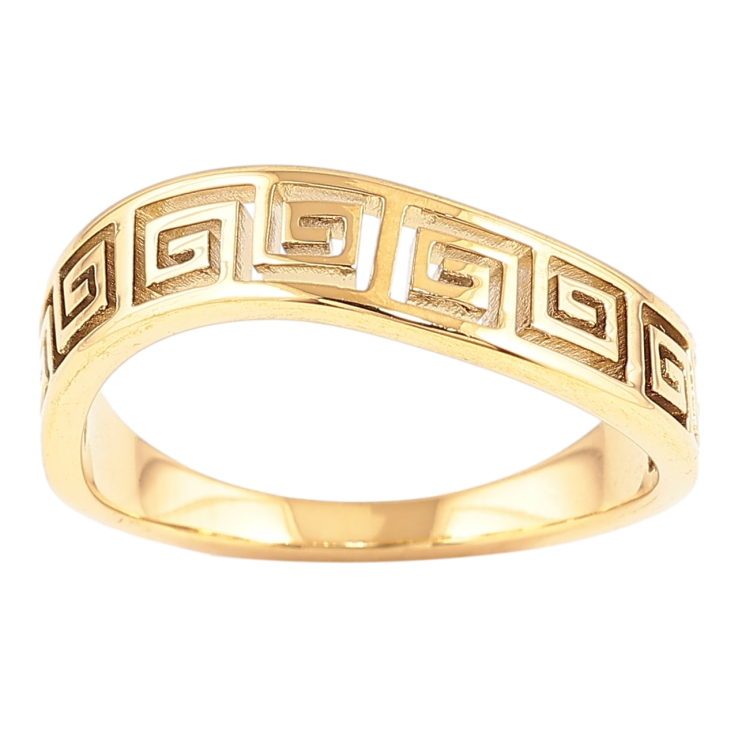 Кольцо Xuping TTM Stainless Steel Цвет 14К Греческий узор фото №2