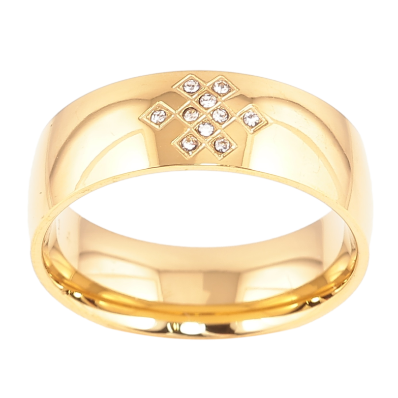 Каблучка Xuping TTM Stainless Steel Колір 14К «Візерунок цирконієм, шир. 6.5мм» фото №1