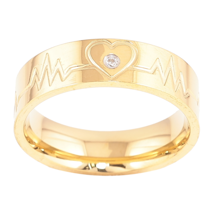 Кольцо Xuping TTM Stainless Steel Цвет 14К Узор кардиограмма с кристаллом, шир. 5.5мм фото №19
