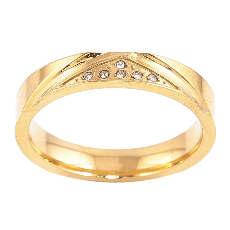 Каблучка Xuping TTM Stainless Steel Колір 14К «Візерунок із цирконієм, шир. 3.5мм» фото №1