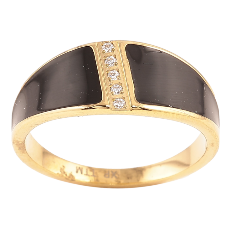 Каблучка Xuping TTM Stainless Steel Колір 14К «Візерунок з цирконієм і чорною емаллю» фото №20