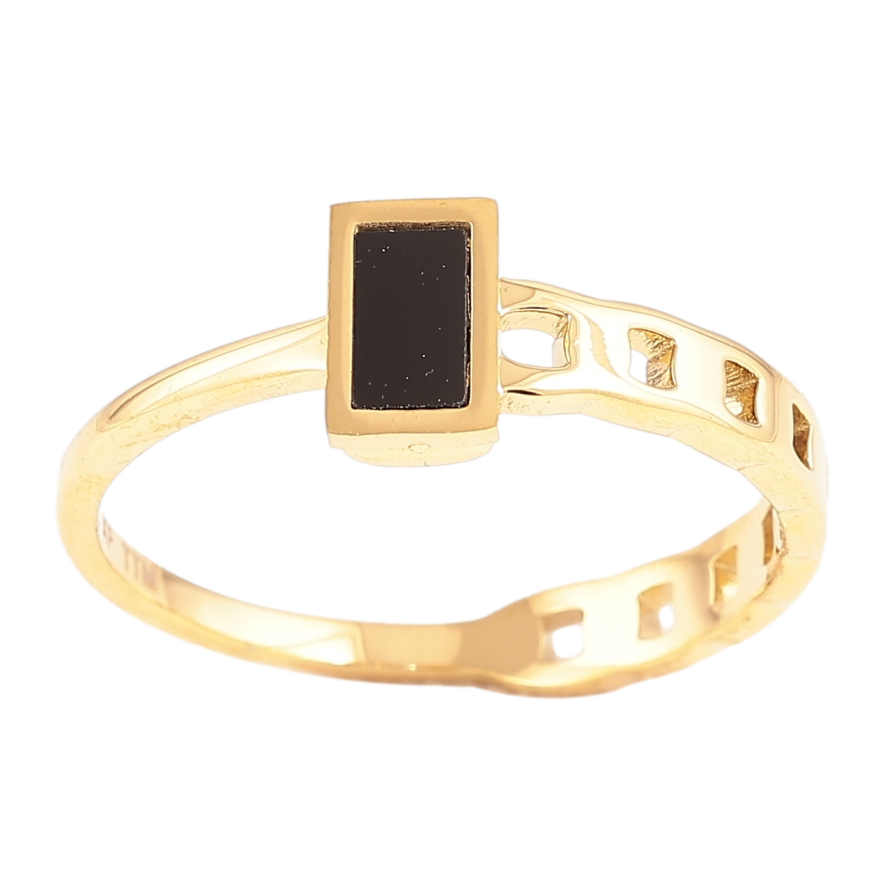 Каблучка Xuping TTM Stainless Steel Колір 14К «Візерунок з чорною вставкою» фото №1