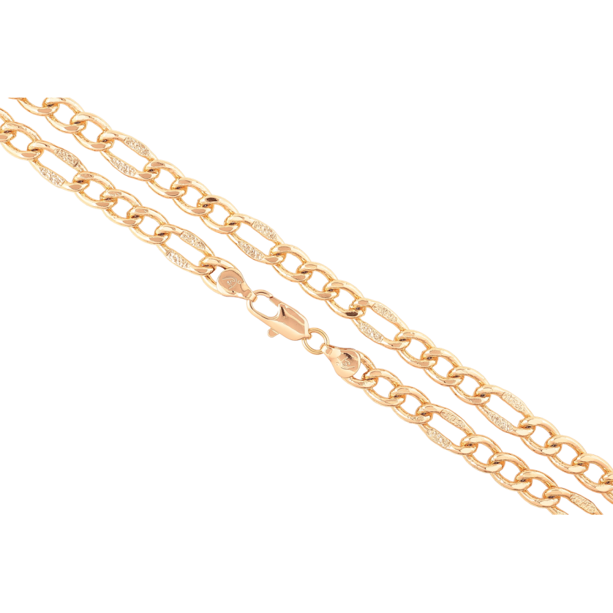 Цепочка Xuping Позолота 18K Плетение Фигаро фантазийное длинна 49см х 7мм фото №1