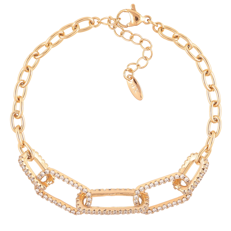 Браслет Xuping Позолота 18K Звенья цепочки с цирконием размер с доп.цеп.17-20см х 4мм фото №6